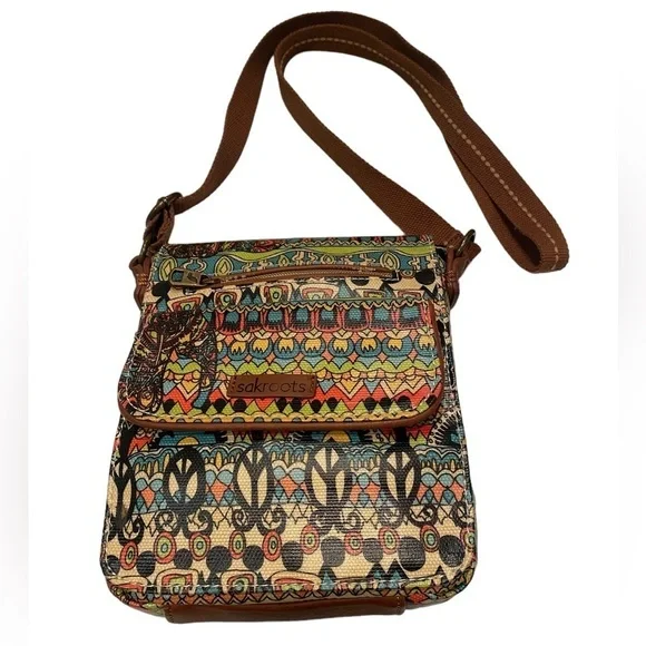 Sakroots Boho Festival Coated Canvas Small Flap Messenger Crossbody Bag Purse - Picture 1 of 16